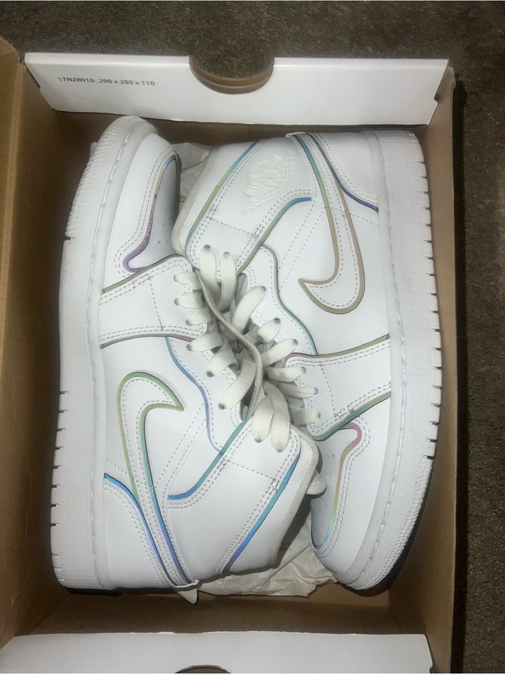 Nike Womens White High-Top Sneakers with Iridescent Trim (flash)